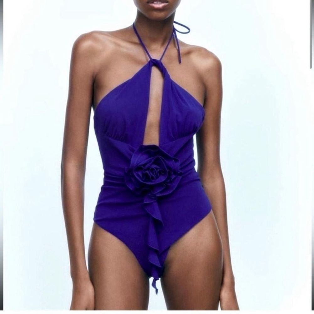 NWT Zara Floral Halter Neck Bodysuit